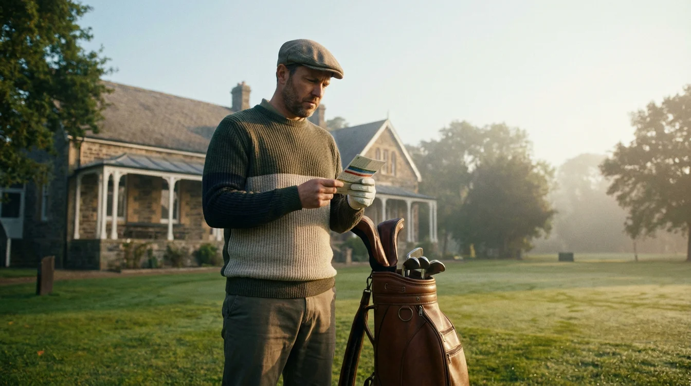 Golfer bestudeert de scorekaart voor aanvang van een ronde