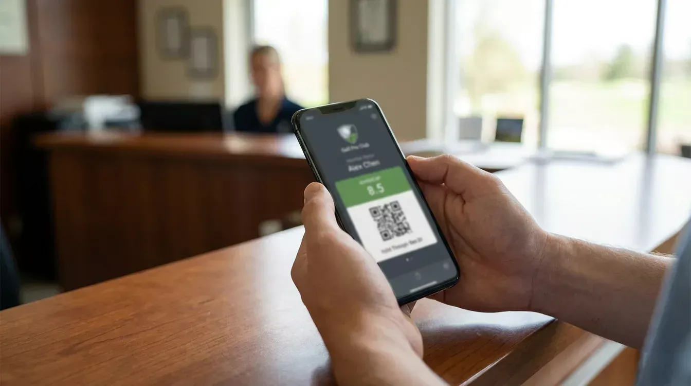 Digitale NGF-pas zichtbaar op het scherm van een smartphone