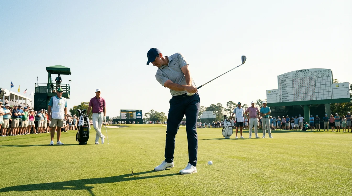 Golfer speelt een wedstrijdronde op een zonnige dag