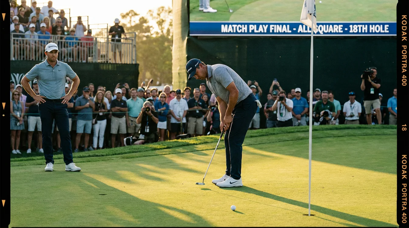 Golfer maakt een beslissende putt in een matchplay wedstrijd