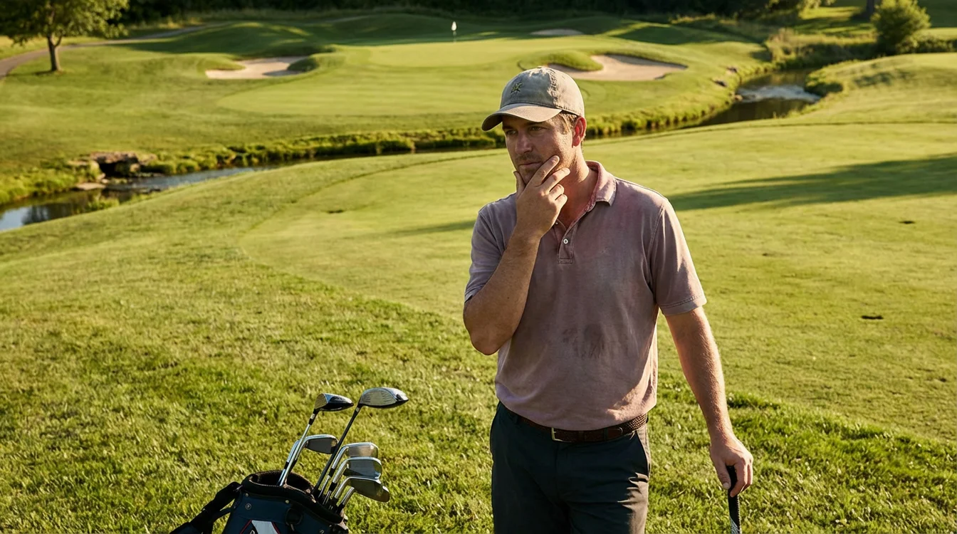 Golfer denkt na over zijn strategie voor de volgende slag